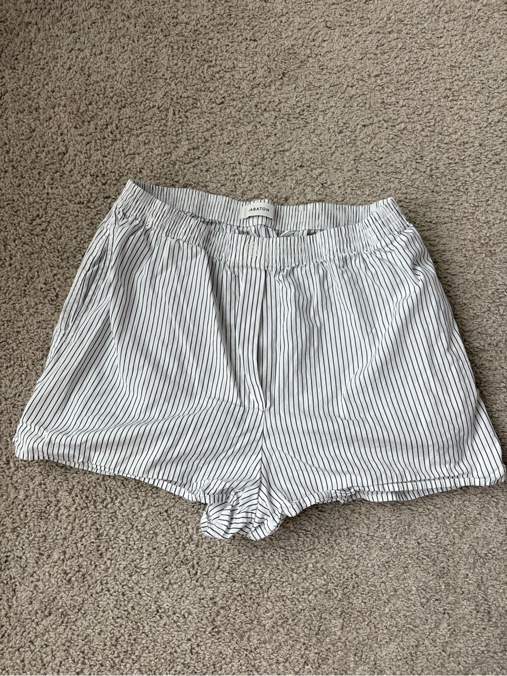 Aritzia White Pinstripe High-Waist Relaxed Shorts